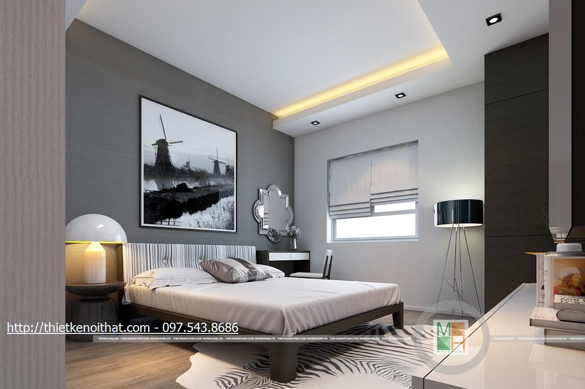 Thiết kế nội thất phòng ngủ chung cư  Golden Palace Mễ Trì, Nam Từ Liêm, Hà Nội